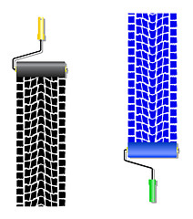 Image showing The roller draws paint from the wheel of the machine. 