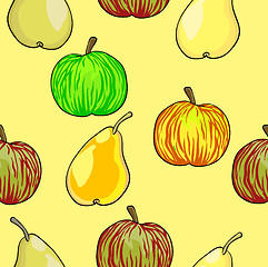 Image showing Seamless fruit pattern apples and pears  