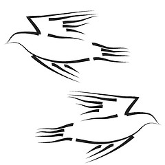 Image showing Concept of love or peace. Set of white vector doves.
