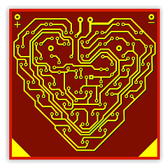 Image showing Circuit board pattern in the shape of the heart. Illustration. V