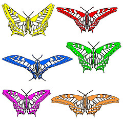 Image showing Vector set of beautiful butterflies.