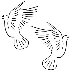 Image showing Set of white vector doves.