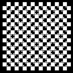 Image showing illusion of volume in black and white squares