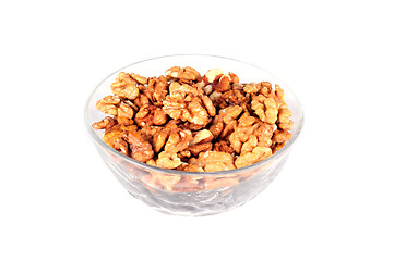 Image showing Walnuts in a plate on a white background