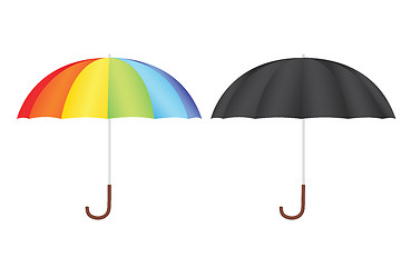 Image showing black an rainbow umbrellas 