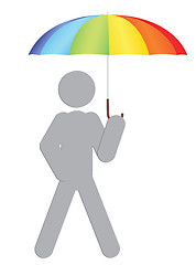 Image showing man with rainbow umbrella