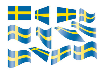 Image showing set of Swedish flags