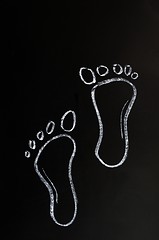 Image showing Footprints drawn with chalk