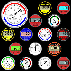 Image showing vector set of switches  and digital manometers