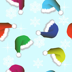 Image showing Seamless wallpaper from Winter Hats and snowflakes