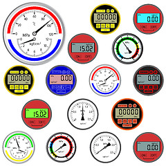 Image showing vector set of switches  and digital manometers