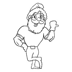 Image showing Muscular Santa Claus with a raised hand gesture.