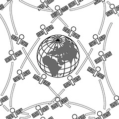 Image showing  space satellites in eccentric orbits around the Earth. 