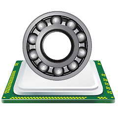 Image showing bearing and computer processor on a white background