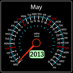 Image showing 2013 year calendar speedometer car in vector. May.