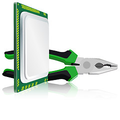 Image showing pliers and computer processor on a white background