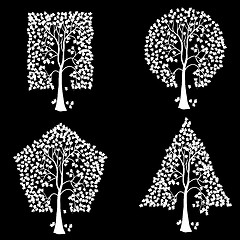 Image showing Trees of different geometric shapes. 