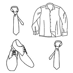 Image showing Set man clothes , shirt shoes tie.