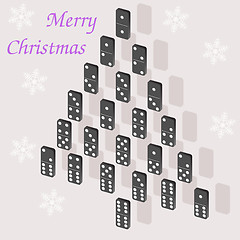 Image showing A beautiful tree of dominoes. Christmas card.