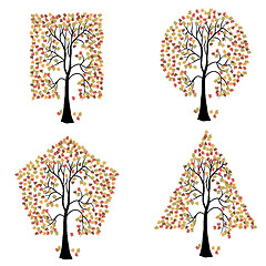 Image showing Trees of different geometric shapes.