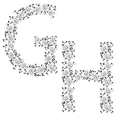 Image showing Hand drawing ornamental alphabet. Letter GH