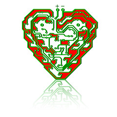 Image showing Circuit board pattern in the shape of the heart. 
