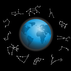 Image showing constellations around the globe vector illustration