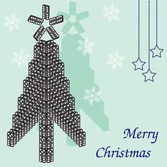 Image showing A beautiful tree of dominoes. Christmas card.