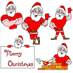 Image showing A set of pictures muscular Santa Claus 