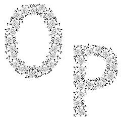 Image showing Hand drawing ornamental alphabet. Letter OP