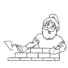 Image showing Santa Claus muscular builds a brick house.