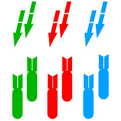 Image showing Vector set of arrows and bombs