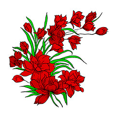 Image showing Flower bouquet, painted by hand. 