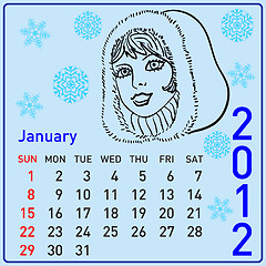 Image showing 2012 year calendar beautiful girls 