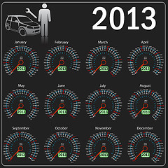 Image showing 2013 year ñalendar speedometer car in vector. 