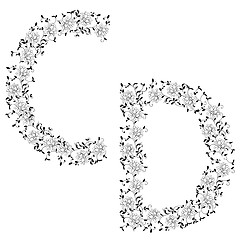 Image showing Hand drawing ornamental alphabet. Letter CD