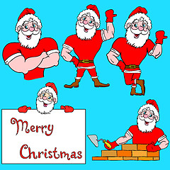 Image showing A set of pictures muscular Santa Claus 