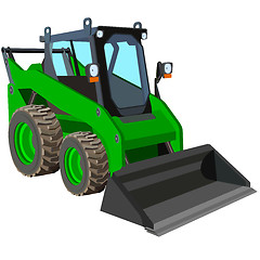 Image showing The green truck with a scraper to lift cargo.