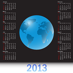 Image showing A globe Calendar for 2013