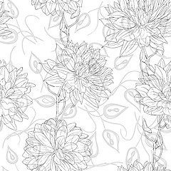 Image showing Hand drawn floral wallpaper with set of different flowers. 