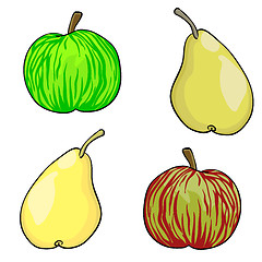 Image showing apple and pear fruit set of vector