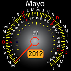 Image showing 2012 year calendar speedometer car in Spanish. May