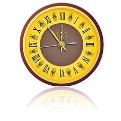 Image showing The vintage  clock shortly before midnight. vector.