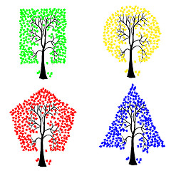 Image showing Trees of different geometric shapes. 