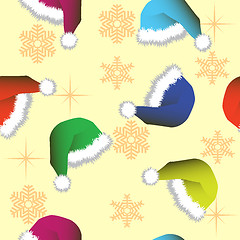 Image showing Seamless wallpaper from Winter Hats and snowflakes