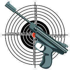 Image showing firearm, the gun against the target. vector