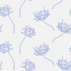 Image showing Hand drawn floral wallpaper with set of different flowers. 