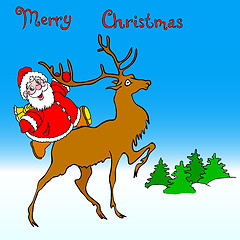 Image showing santa claus rides on deer