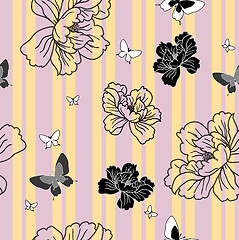 Image showing seamless wallpaper flowers and butterflies