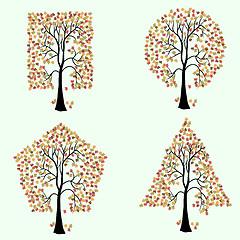 Image showing Trees of different geometric shapes. 